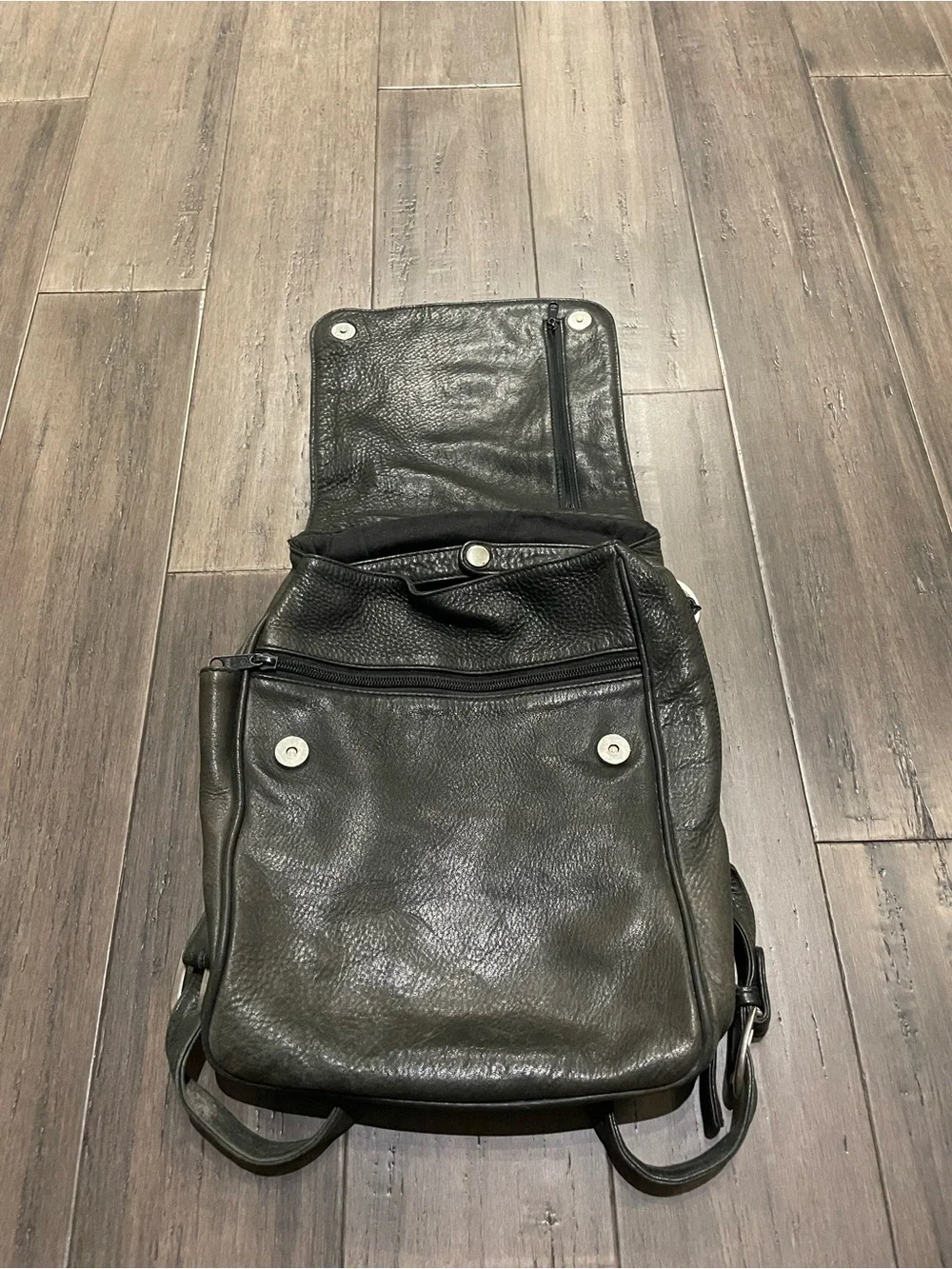 Ellington Leather Goods Black Leather Backpack Convertible Shoulder Bag Vintage